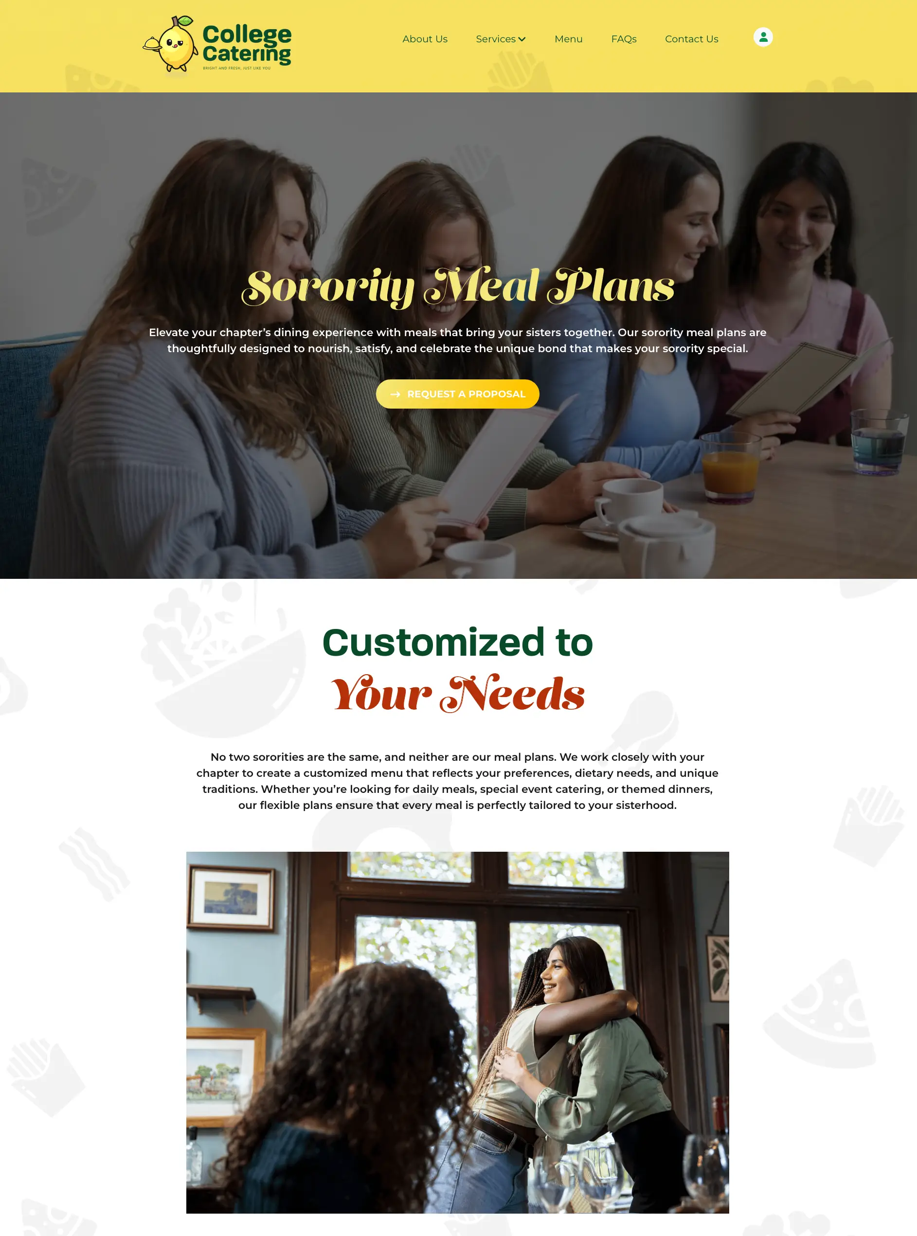 Sorority meal plans service page