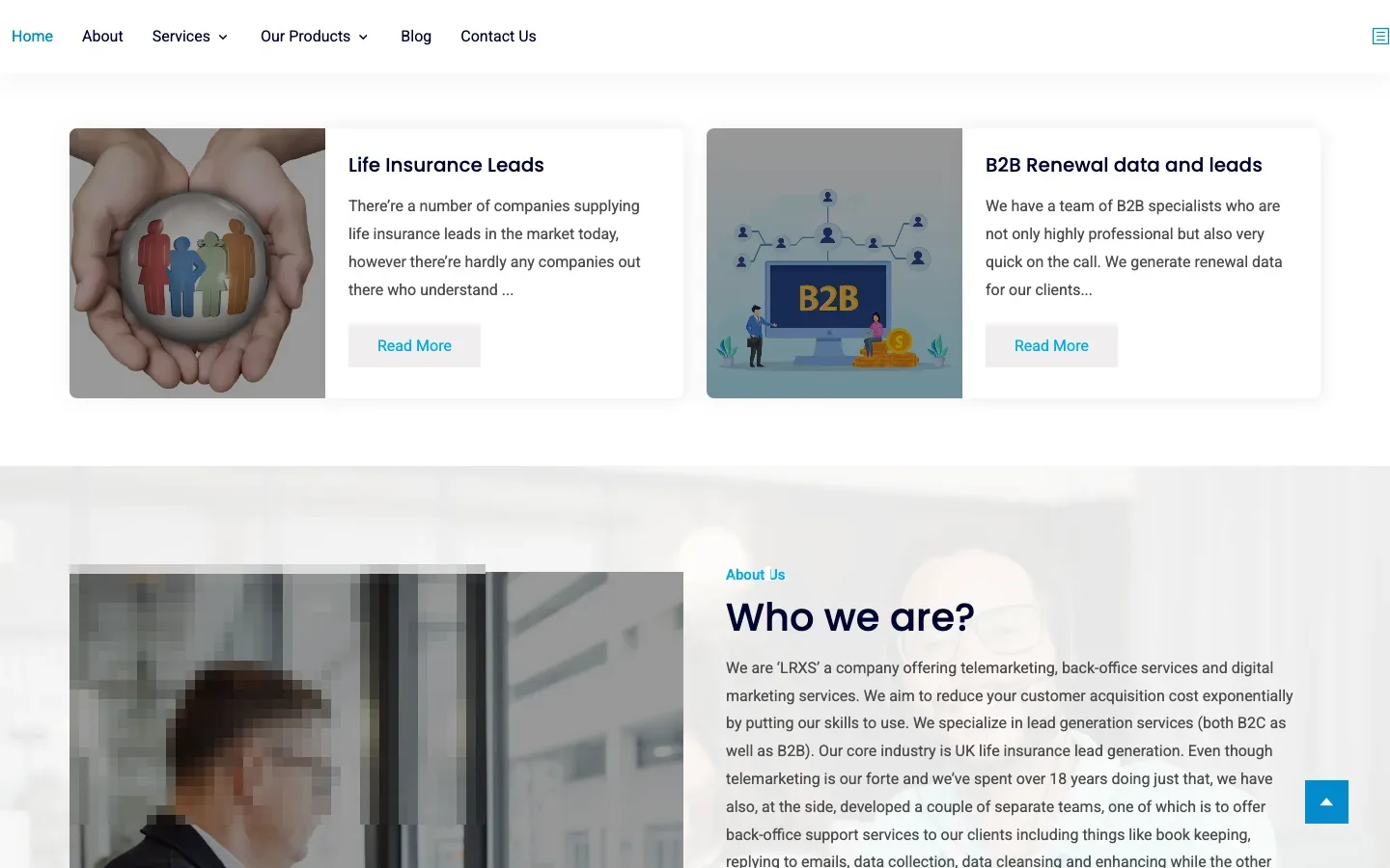 Lead Route XS core products — life insurance and B2B leads