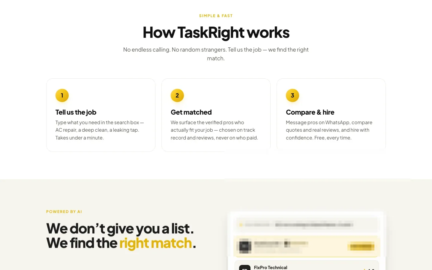 TaskRight how it works and AI matching