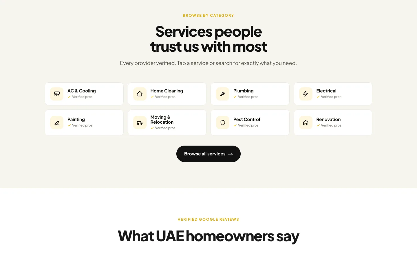 TaskRight service categories across the UAE